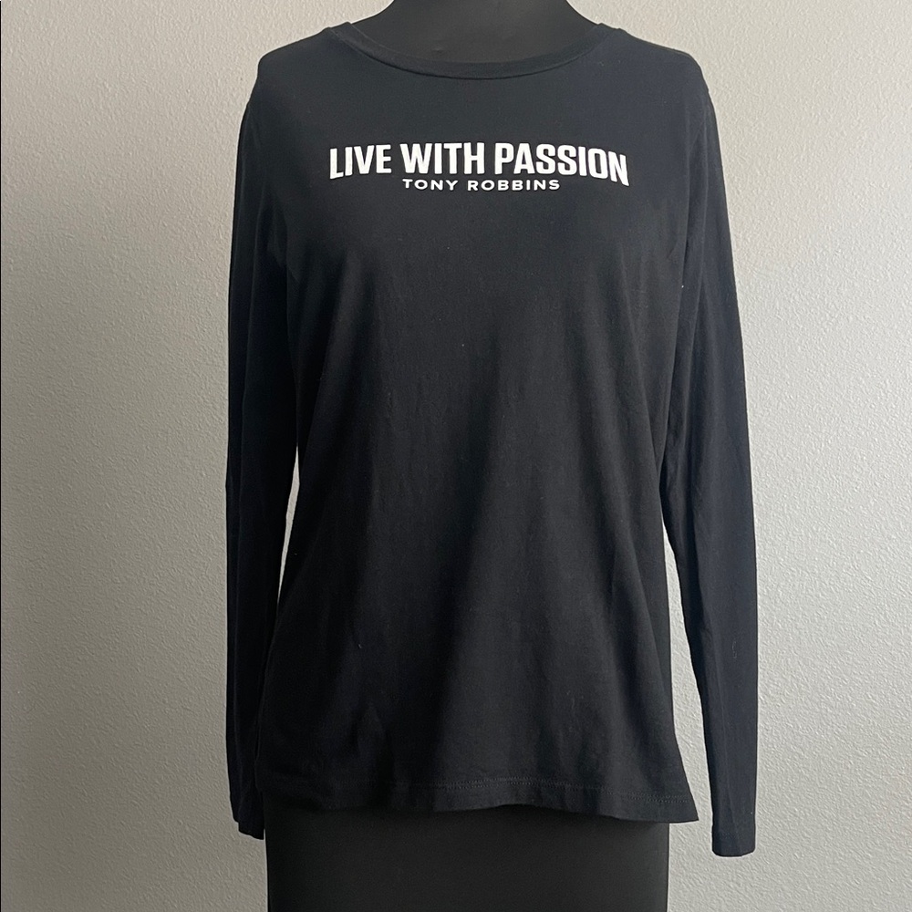 Tony Robbin’s “Live With Passion” Black Long Sleeve Tee Size Medium